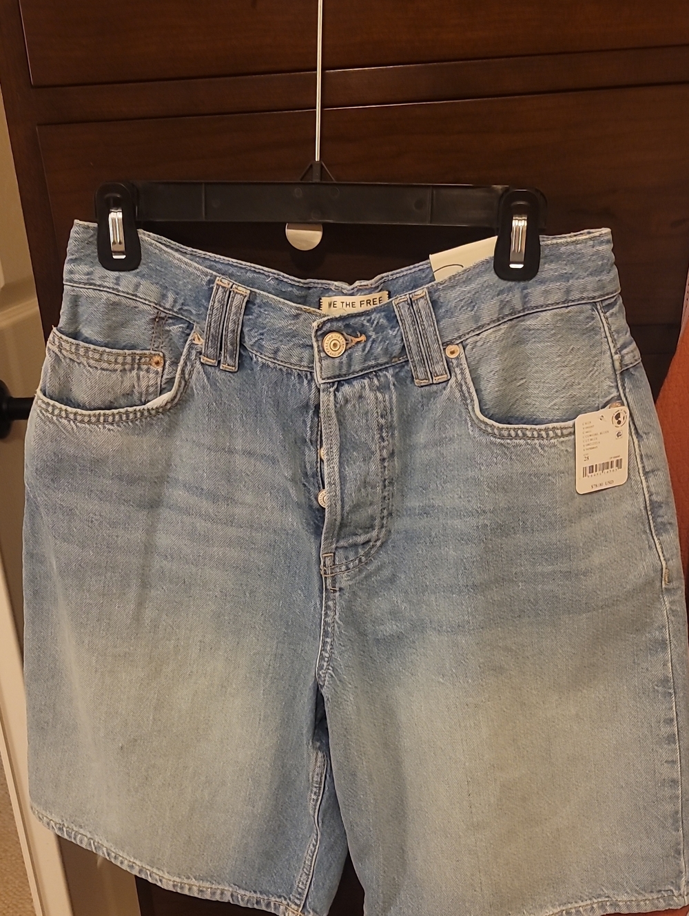 NWT We The Free Montana Short Light Blue Denim Jorts Button Fly Size 28